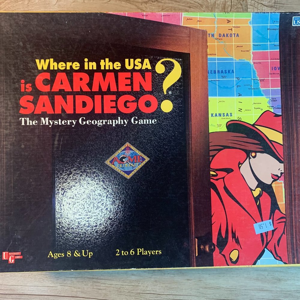Where in the USA is Carmen Sandiego? Board Game The Mystery Geography As Is Vtg